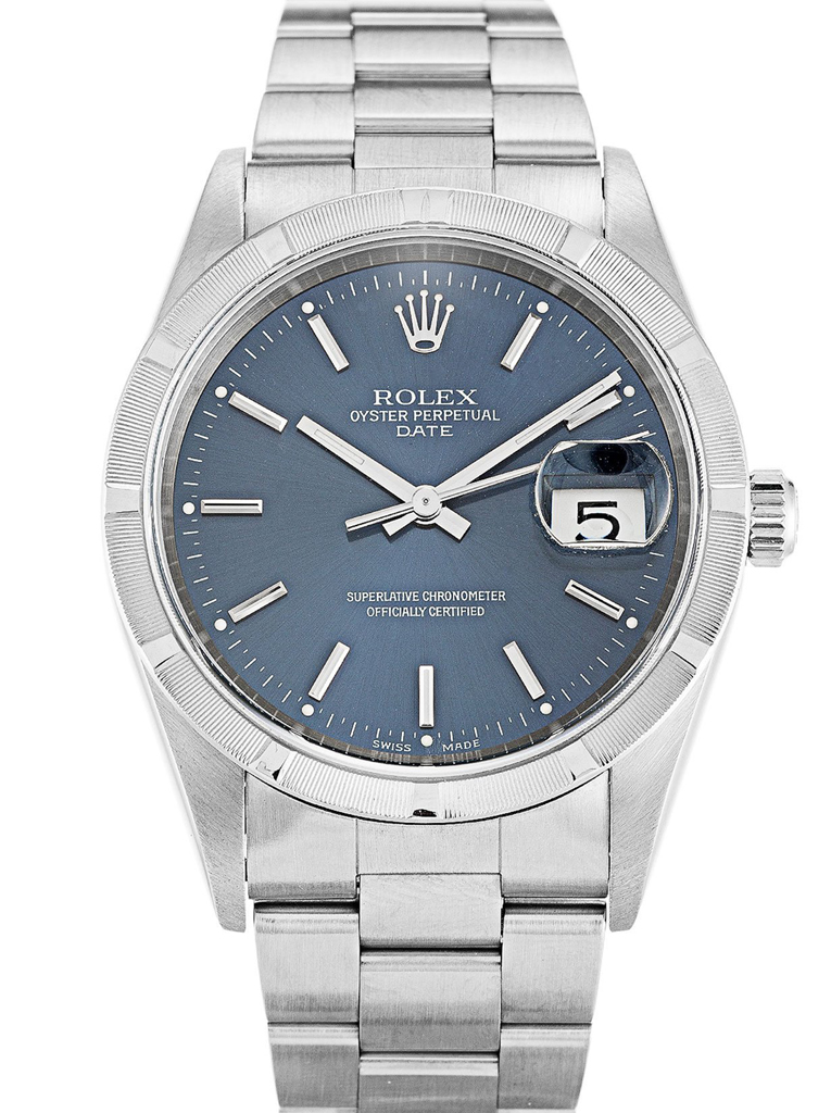 Rolex Oyster Perpetual Date Blue Dial 15210 34 mm