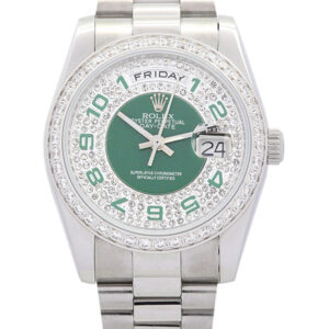Rolex Day-Date Green and Silver with Diamonds Dial 118346 36 mm