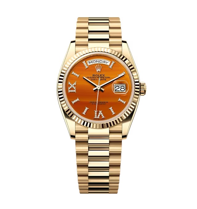 Superclone Rolex Day-Date Carnelian Diamond Dial 128238-0088 36 mm