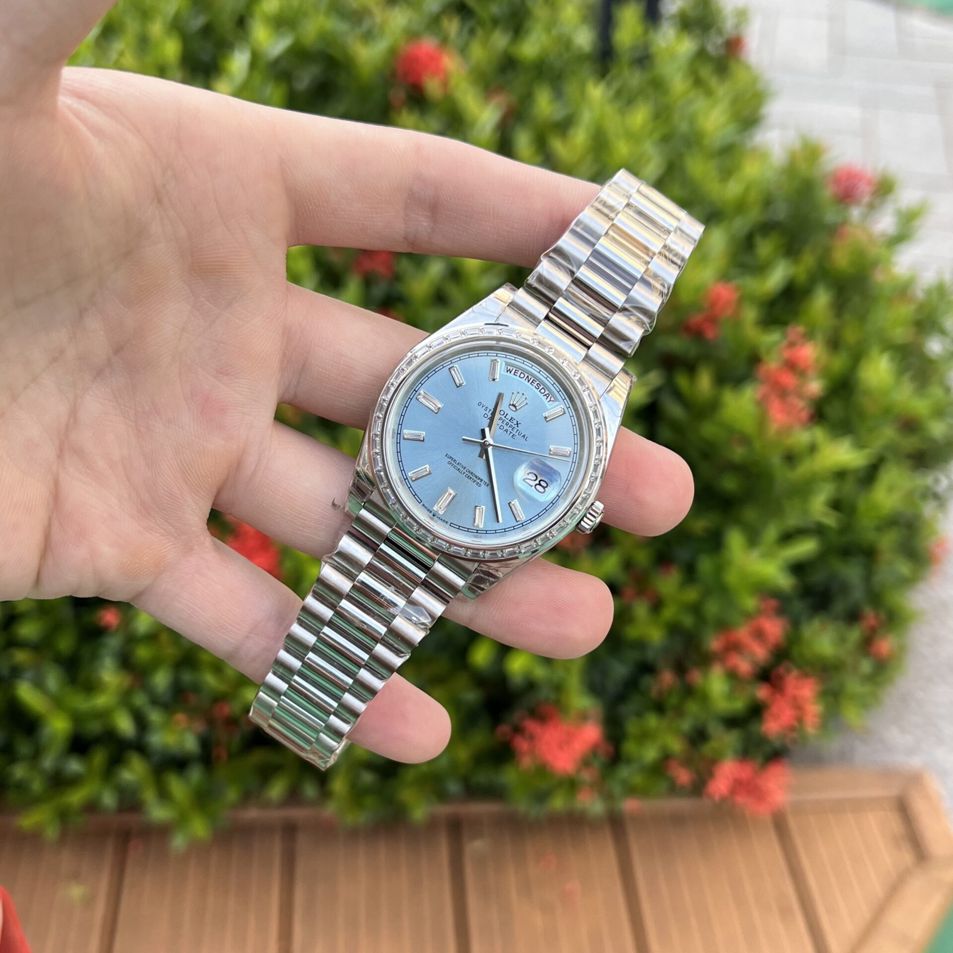 Superclone Rolex Day-Date Ice Blue Diamond Dial 228396tbr-0002 40 mm - Image 5