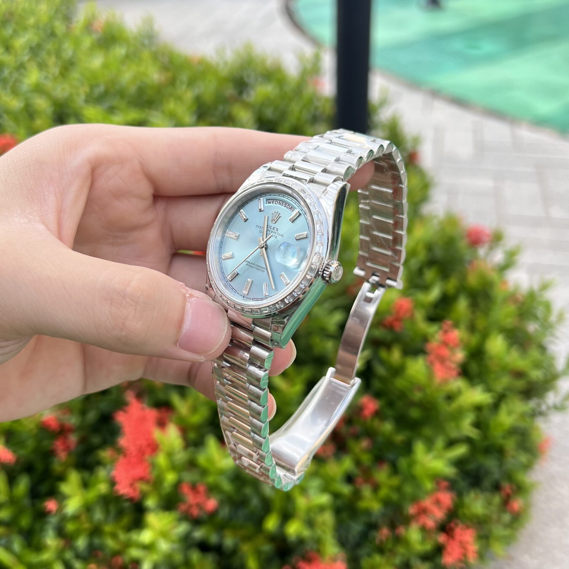Superclone Rolex Day-Date Ice Blue Diamond Dial 228396tbr-0002 40 mm - Image 6
