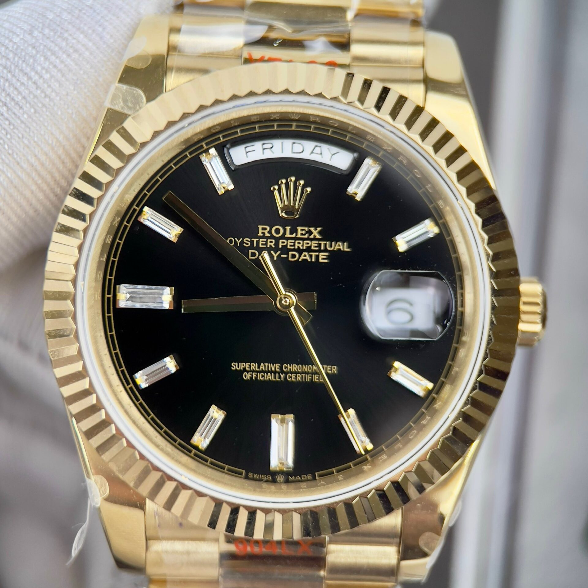 Superclone Rolex Day-Date Bright Black Diamond Dial 228238-0004 40 mm - Image 4