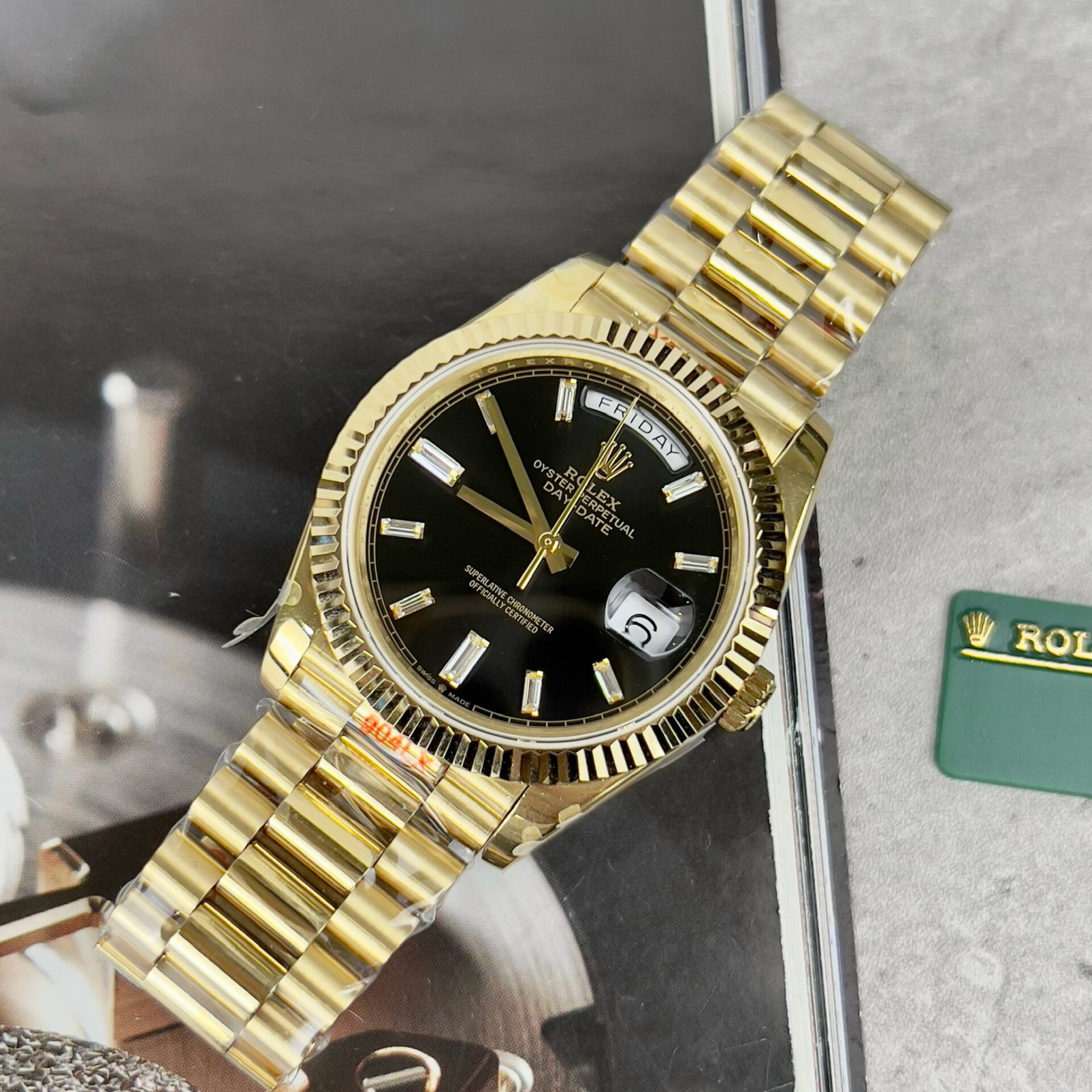 Superclone Rolex Day-Date Bright Black Diamond Dial 228238-0004 40 mm - Image 2