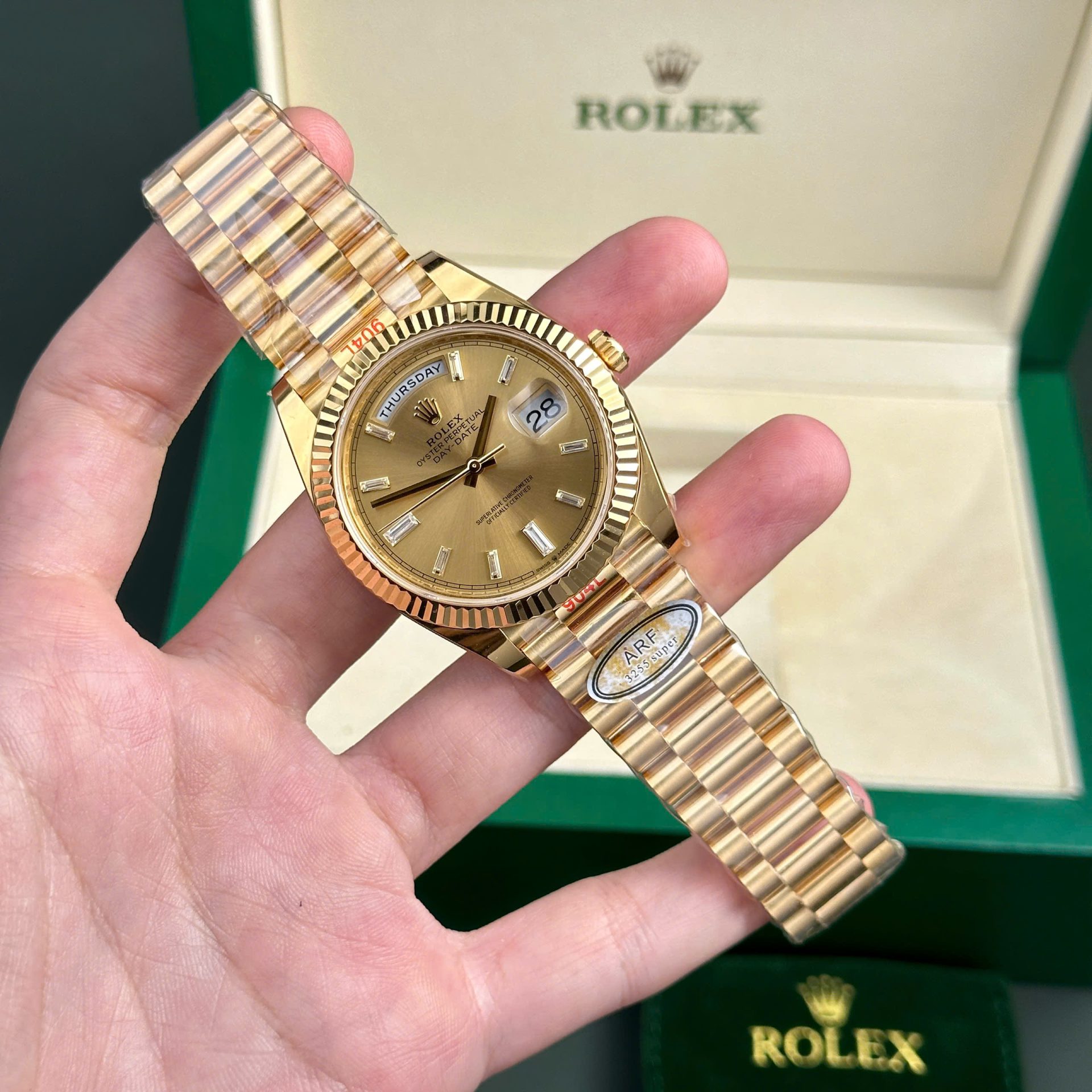 Superclone Rolex Day-Date Champagne Diamond Dial 128238-0132 36 mm - Image 3