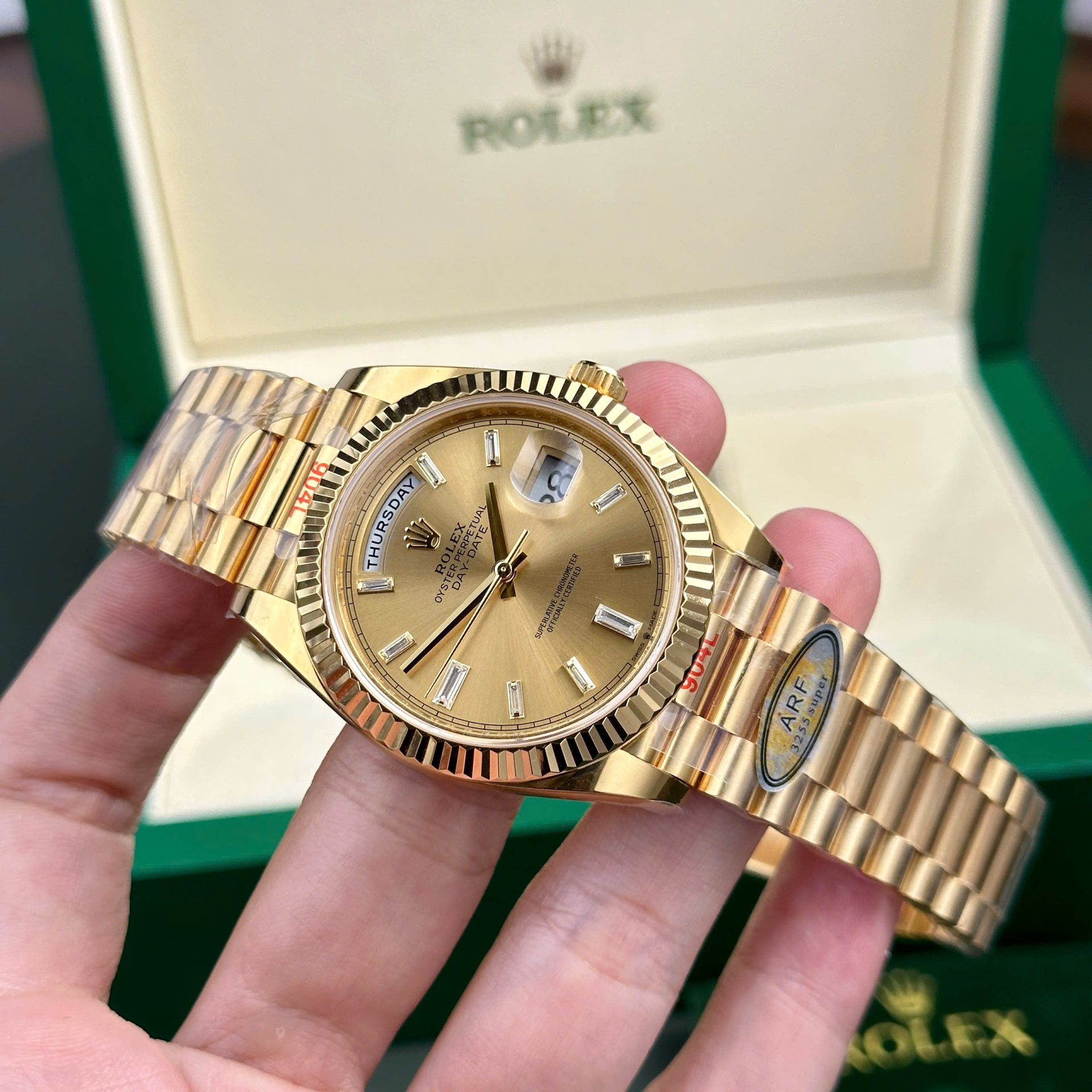 Superclone Rolex Day-Date Champagne Diamond Dial 128238-0132 36 mm - Image 4