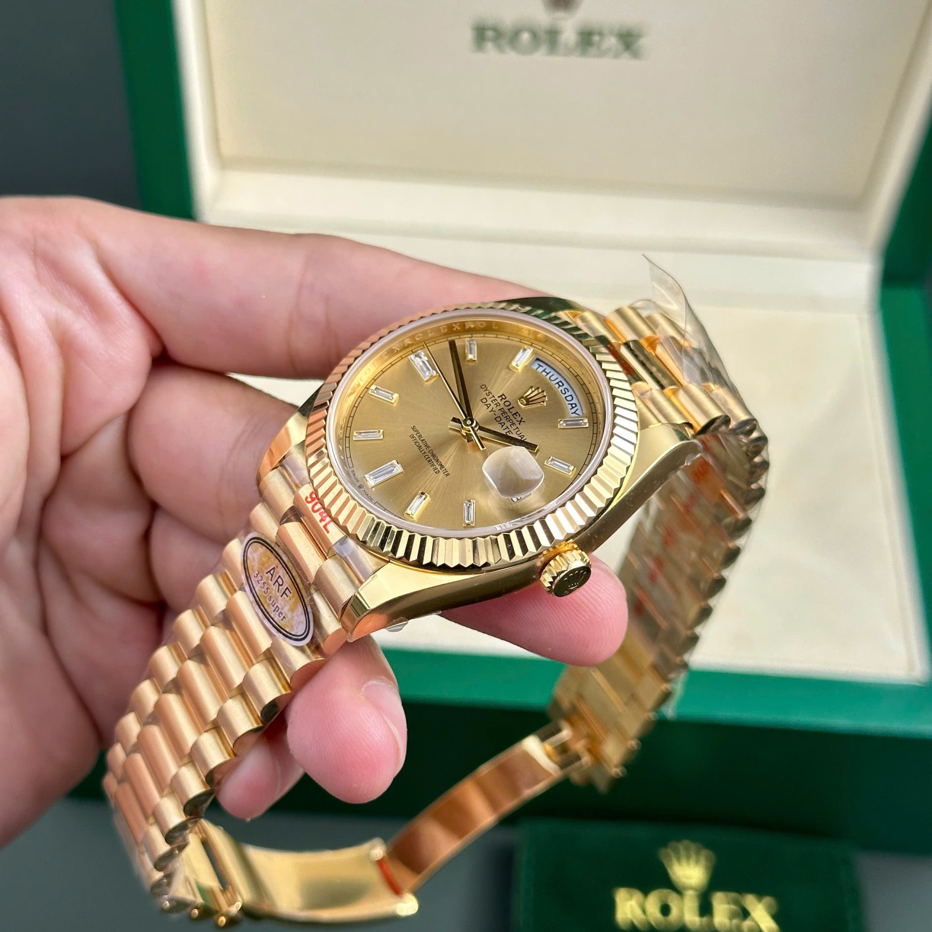 Superclone Rolex Day-Date Champagne Diamond Dial 128238-0132 36 mm - Image 5