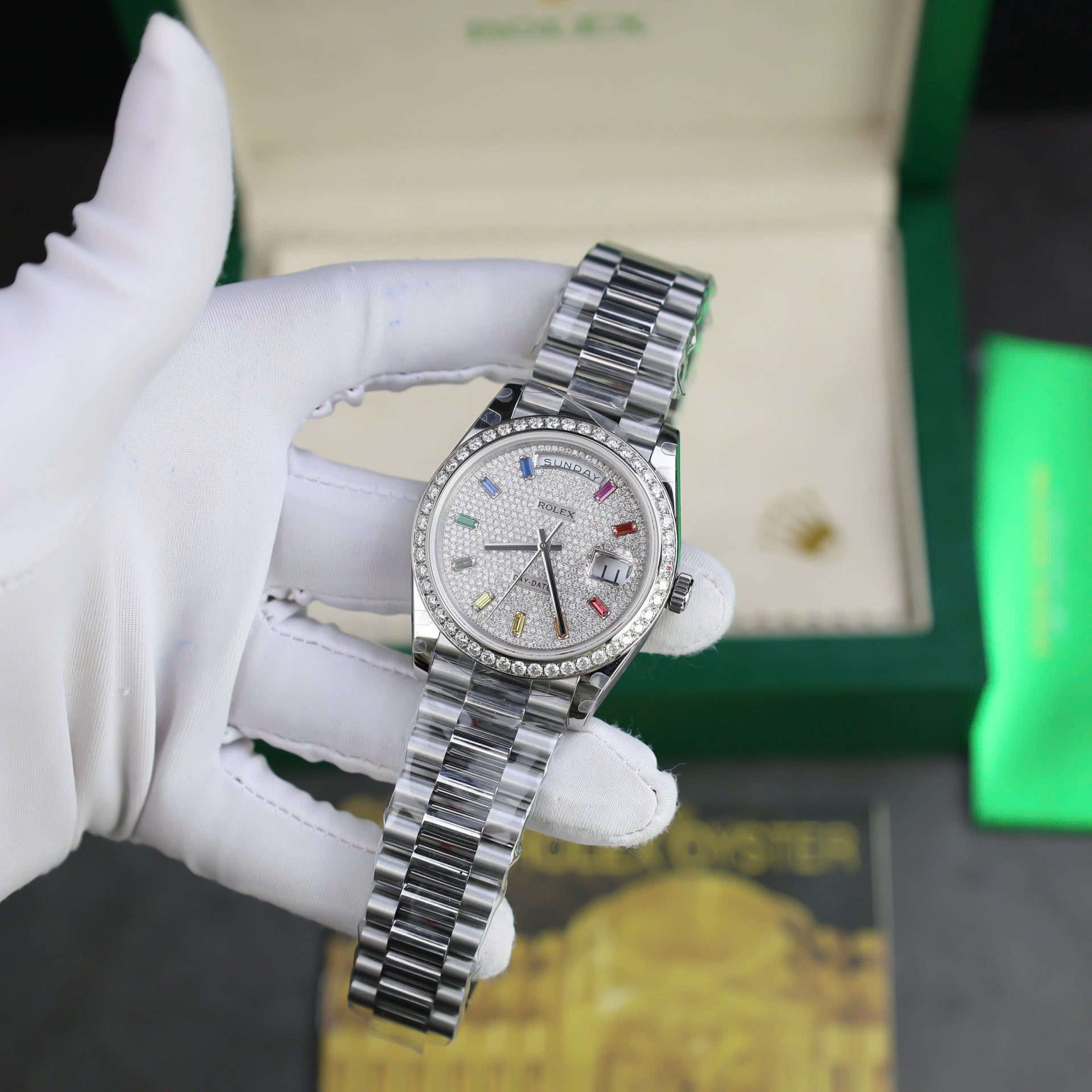 Superclone Rolex Day-Date Diamond-Paved Dial 128349rbr-0006 36 mm - Image 2