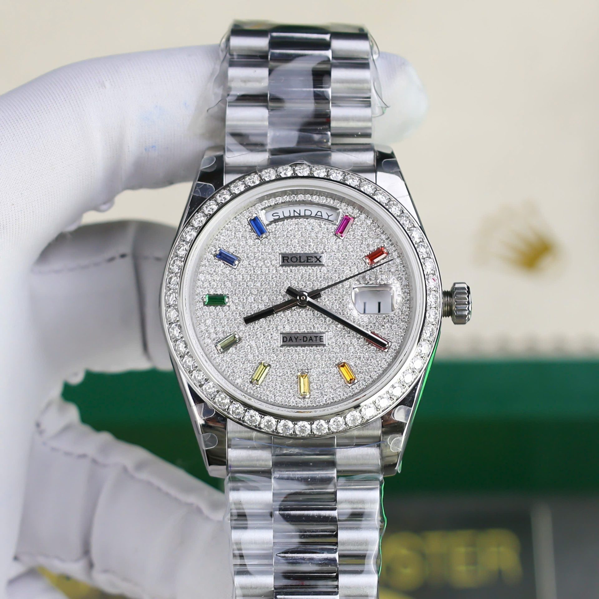 Superclone Rolex Day-Date Diamond-Paved Dial 128349rbr-0006 36 mm - Image 4