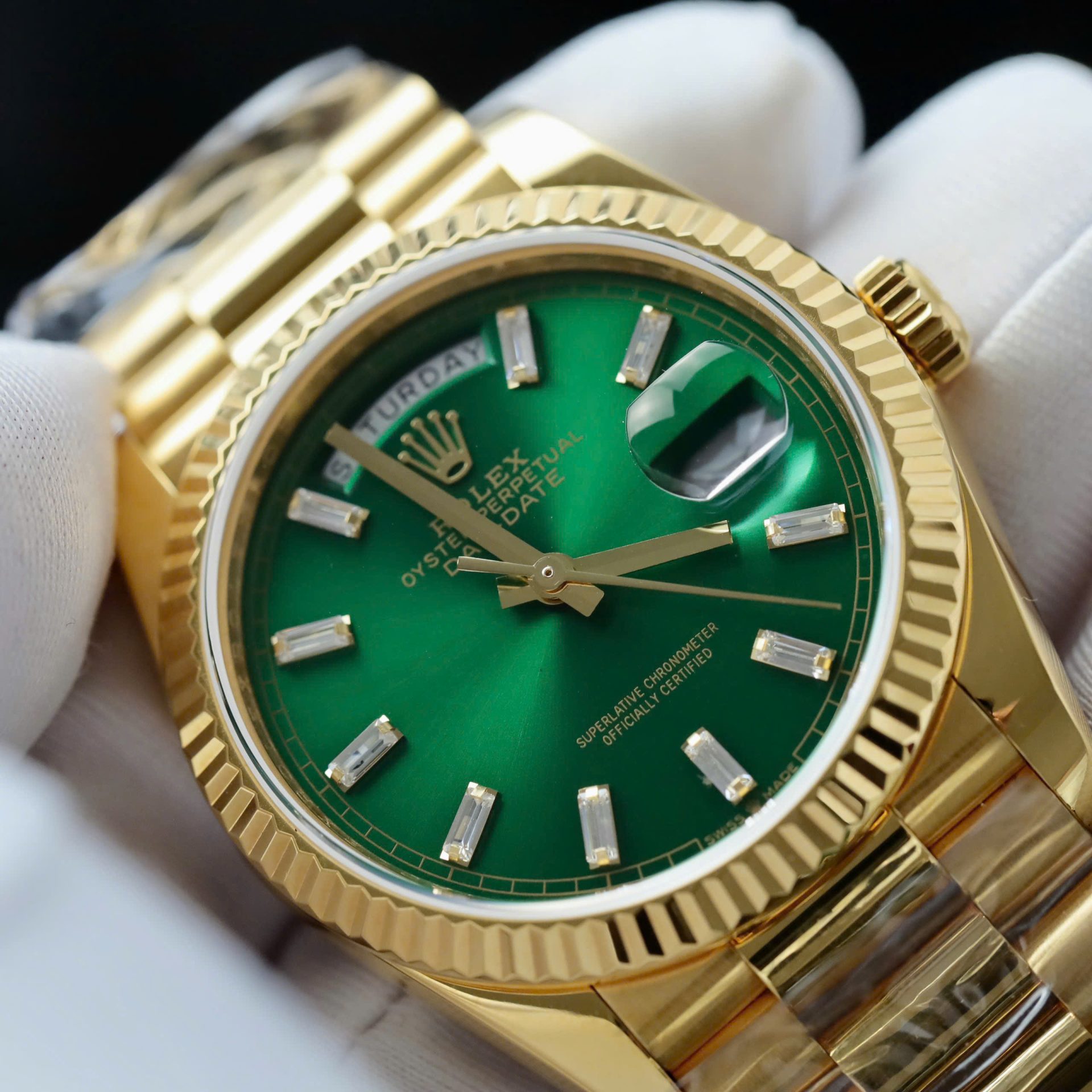 Superclone Rolex Day-Date Bright Green Diamond Dial 128238-0130 36 mm - Image 5