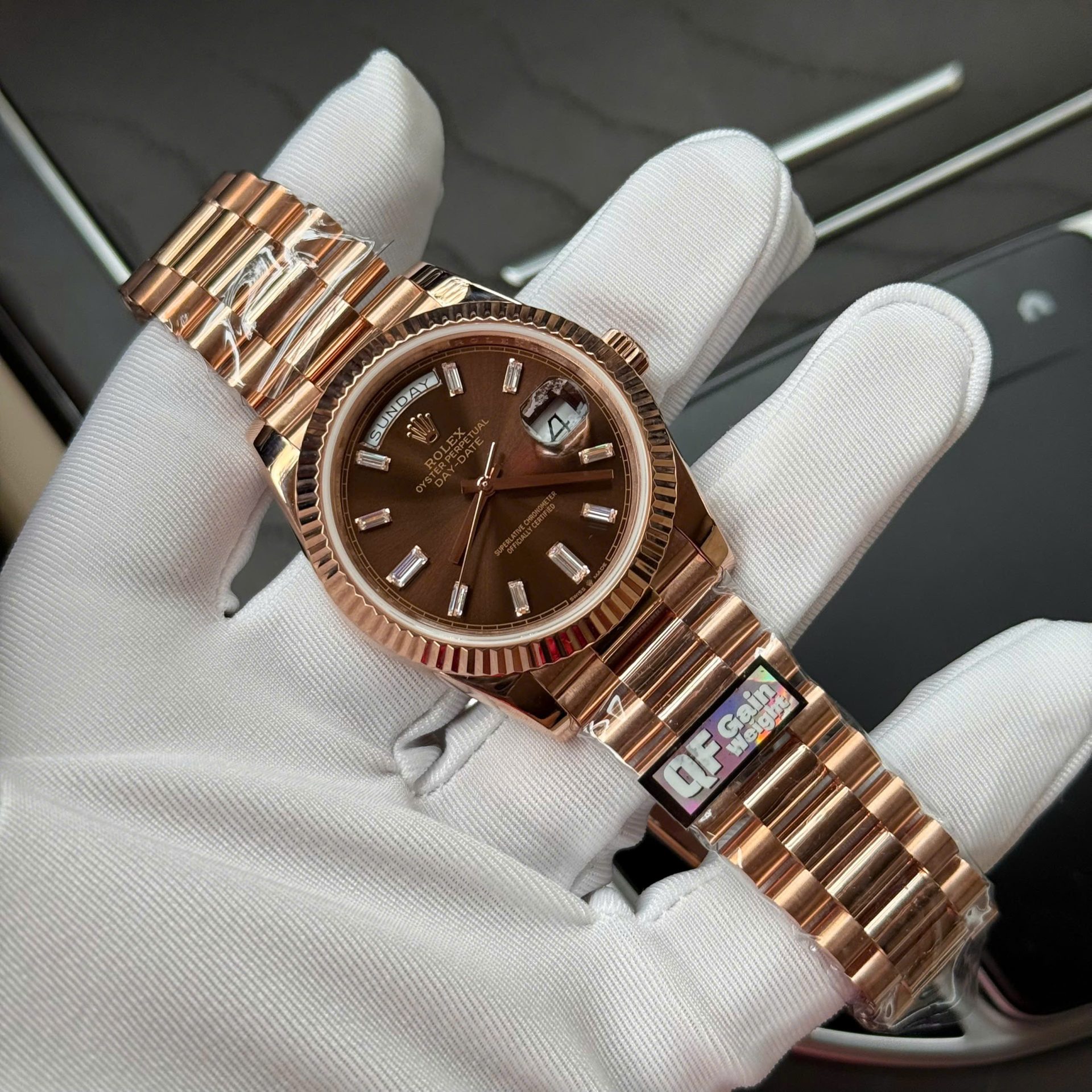 Superclone Rolex Day-Date Chocolate Diamond Dial 228235-0003 40 mm - Image 3