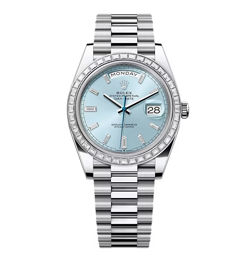 Superclone Rolex Day-Date Ice Blue Diamond Dial 228396tbr-0002 40 mm
