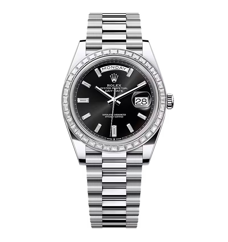 Superclone Rolex Day-Date Bright Black Diamond Dial 228396tbr-0012 40 mm