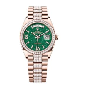 Superclone Rolex Day-Date Green Dial 128345RBR Diamond-set 36 mm