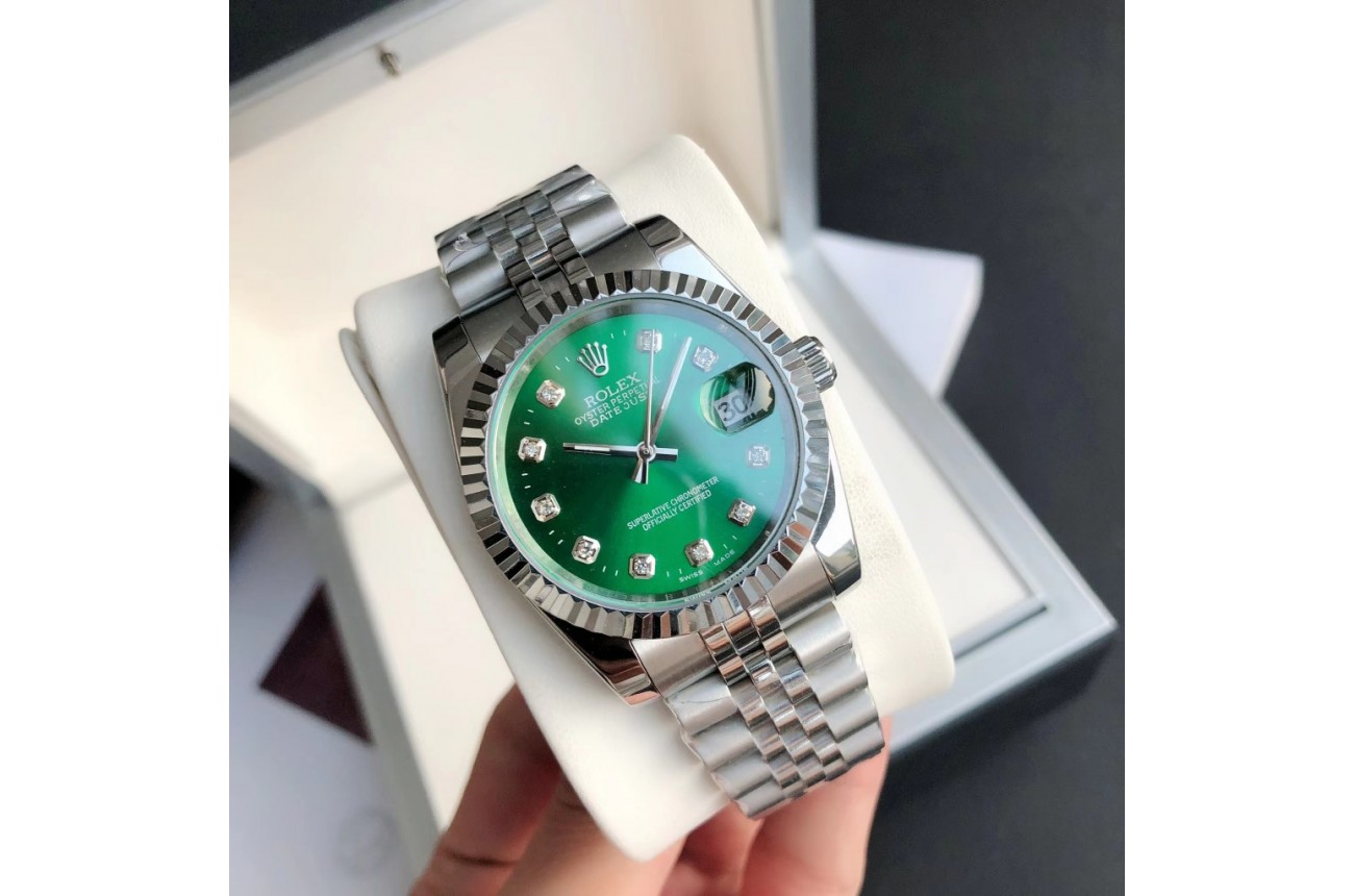 Rolex Datejust SS/SS Jub Green/Dia 36/28 mm - Image 2