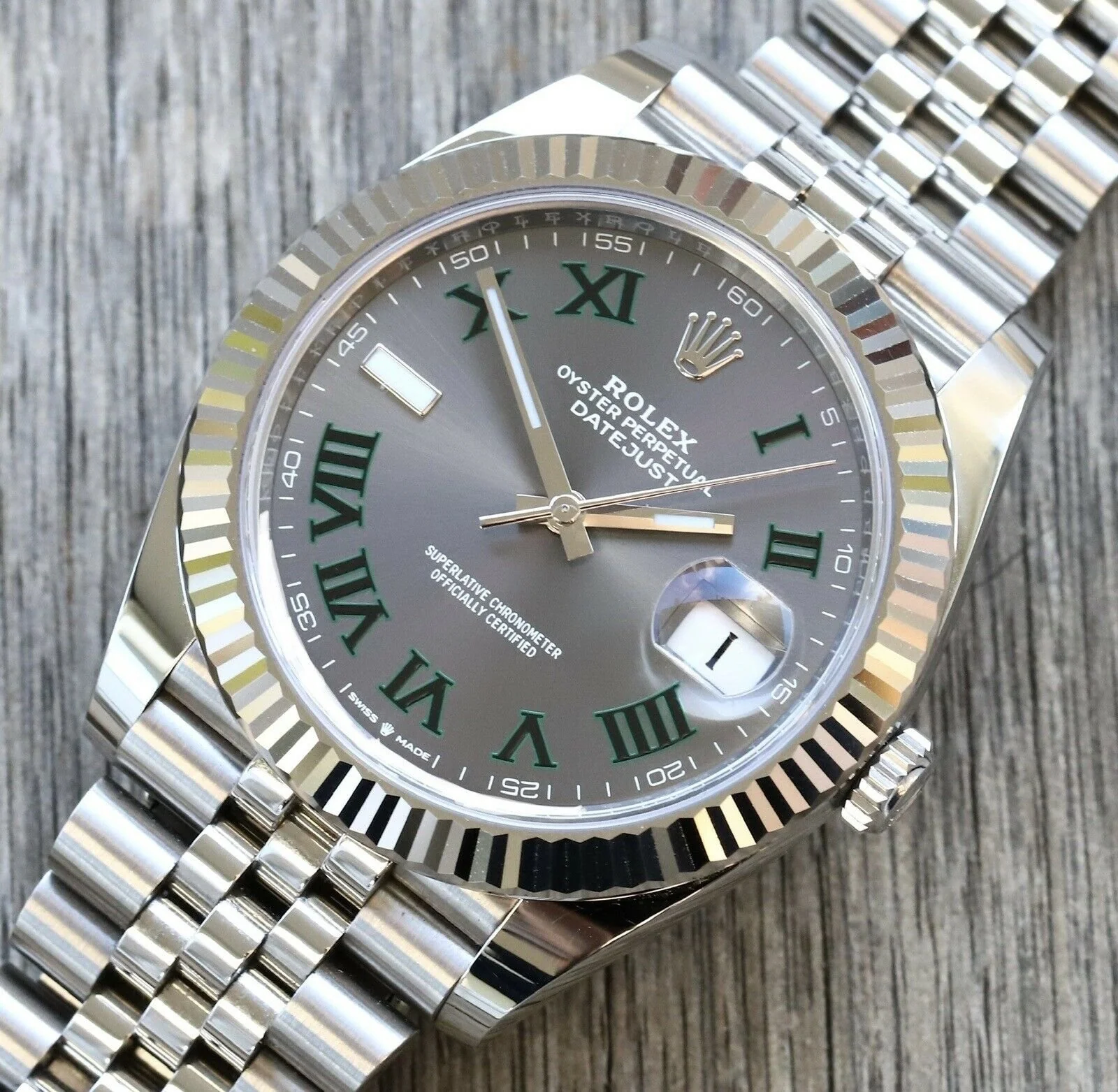 Superclone Rolex Datejust Rhodium Dial 126334 “Wimbledon” Flutted/Jubilee 41 mm - Image 2