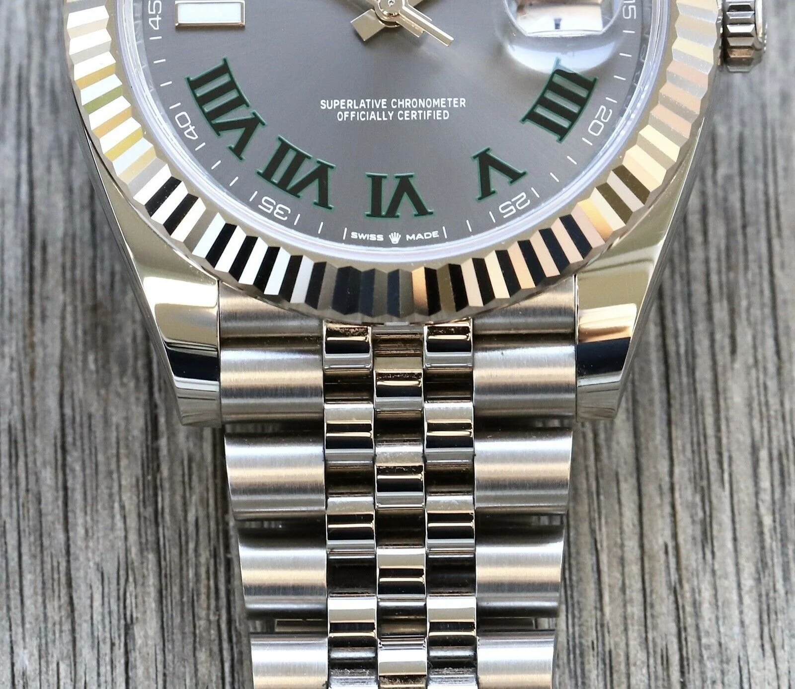 Superclone Rolex Datejust Rhodium Dial 126334 “Wimbledon” Flutted/Jubilee 41 mm - Image 4